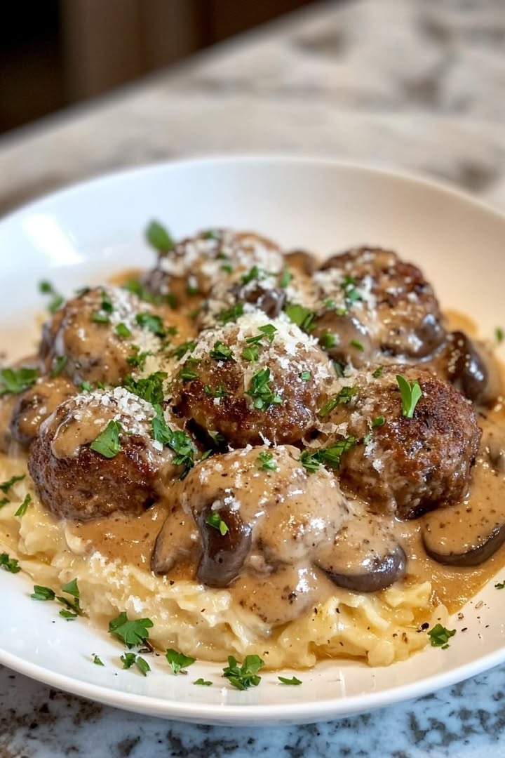 Gourmet Meatballs in a Rich Mushroom Sauce
