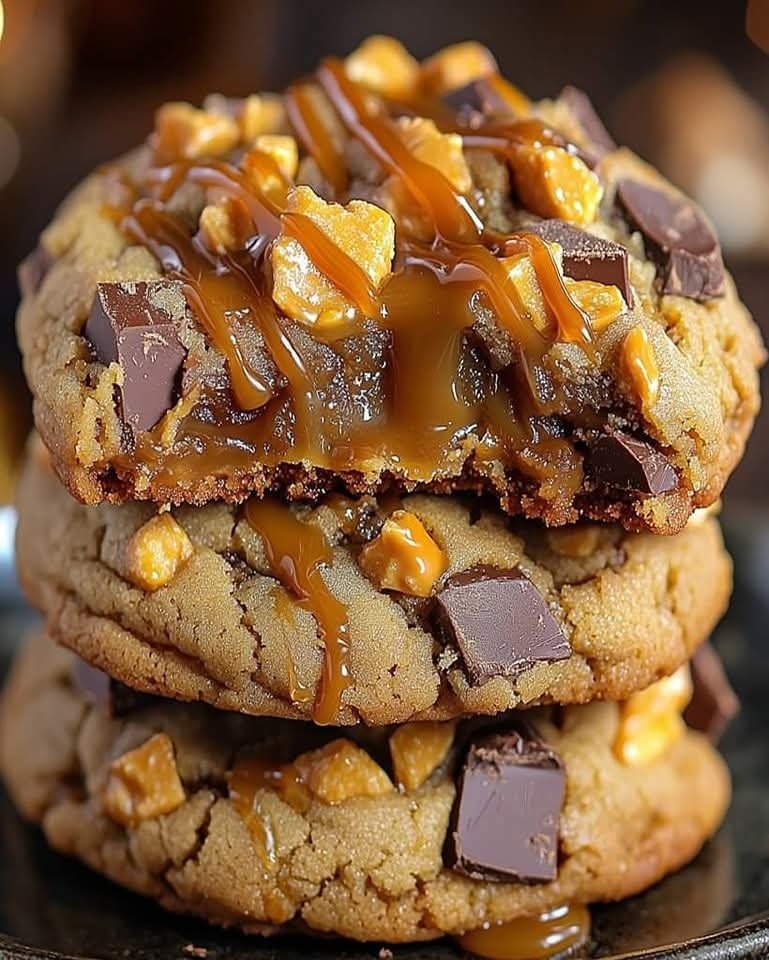 Delicious Butterfinger Caramel Crunch Cookies