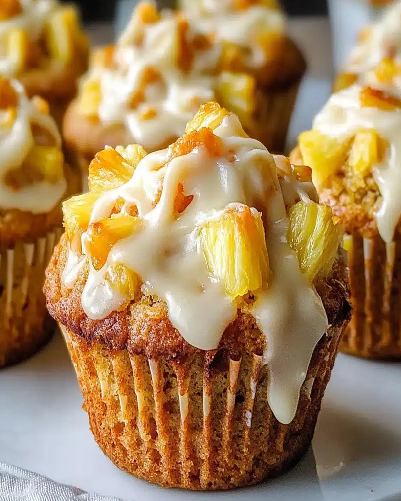 Tropical Pineapple Carrot Muffins with Cream Cheese Frosting