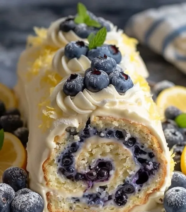 lemon-blueberry-sponge-cake-roll