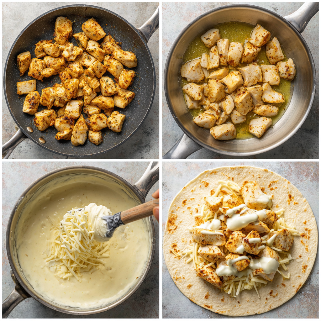 Ultimate Ooey Gooey Cheesy Garlic Chicken Wraps