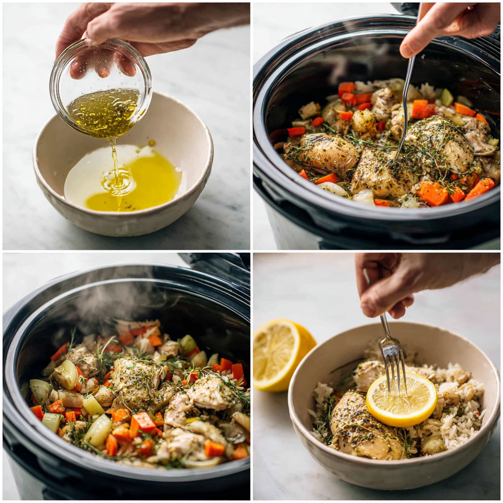 Slow Cooker Lemon Herb Chicken Rice