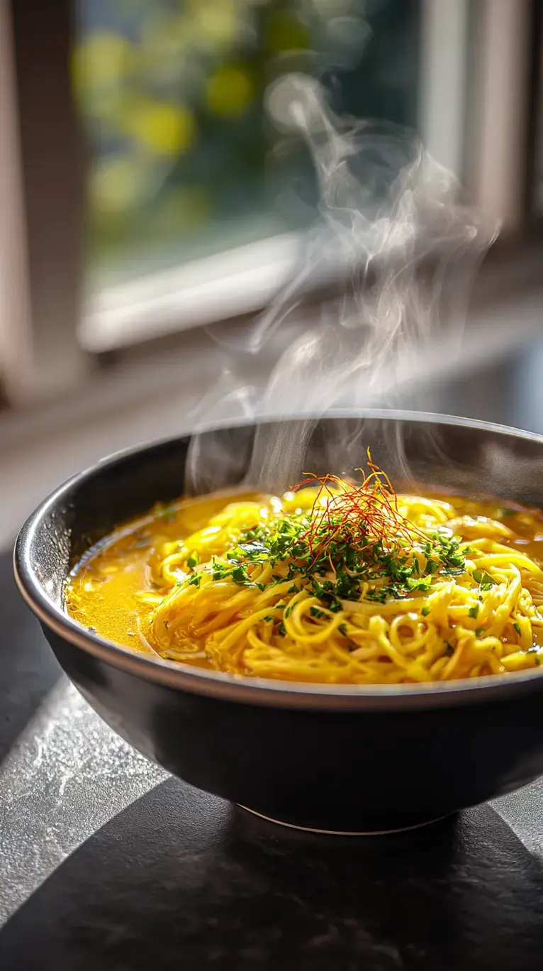 Velvety Saffron Chicken Noodle Soup with Bright Lemon Zest