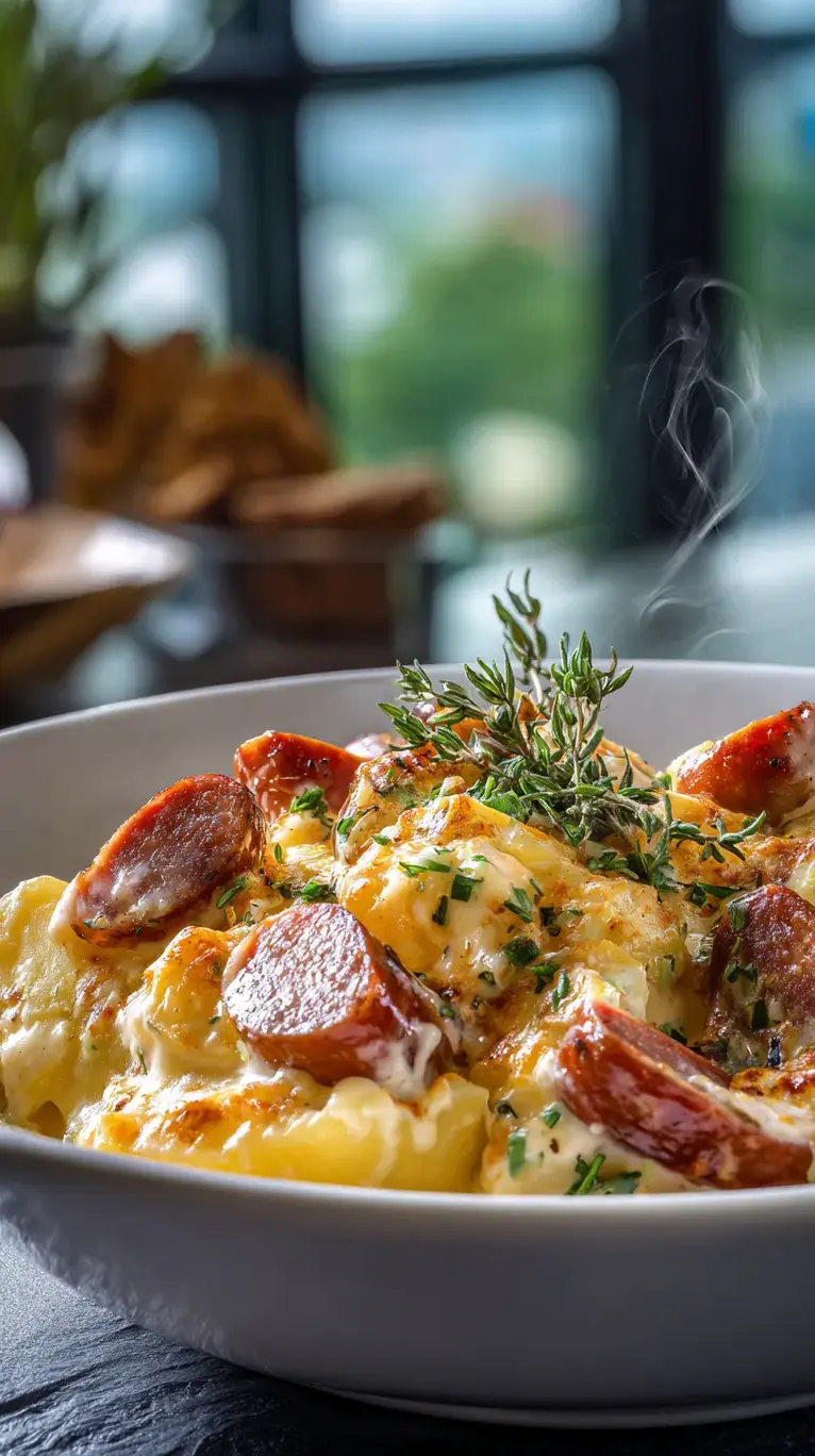 Comforting Creamy Cheesy Ranch Potatoes with Smoked Sausage