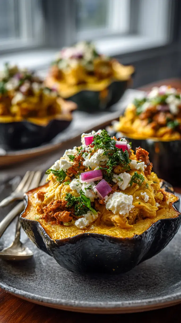 Creamy Curried Turkey-Stuffed Acorn Squash