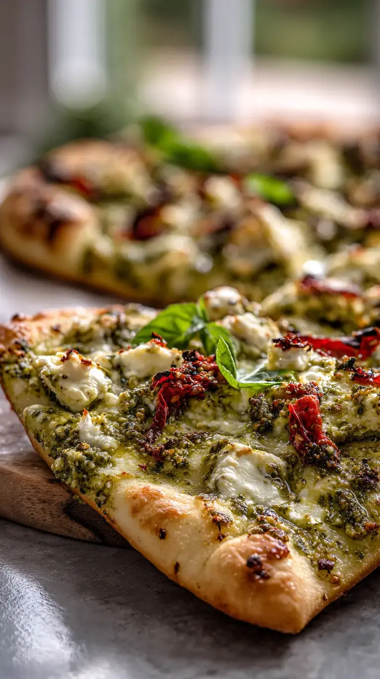 Juicy Pesto Chicken Flatbread Delight