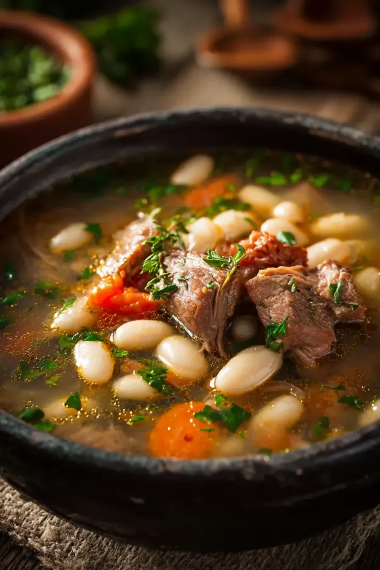 Cozy Rustic White Bean Smoked Beef Soup