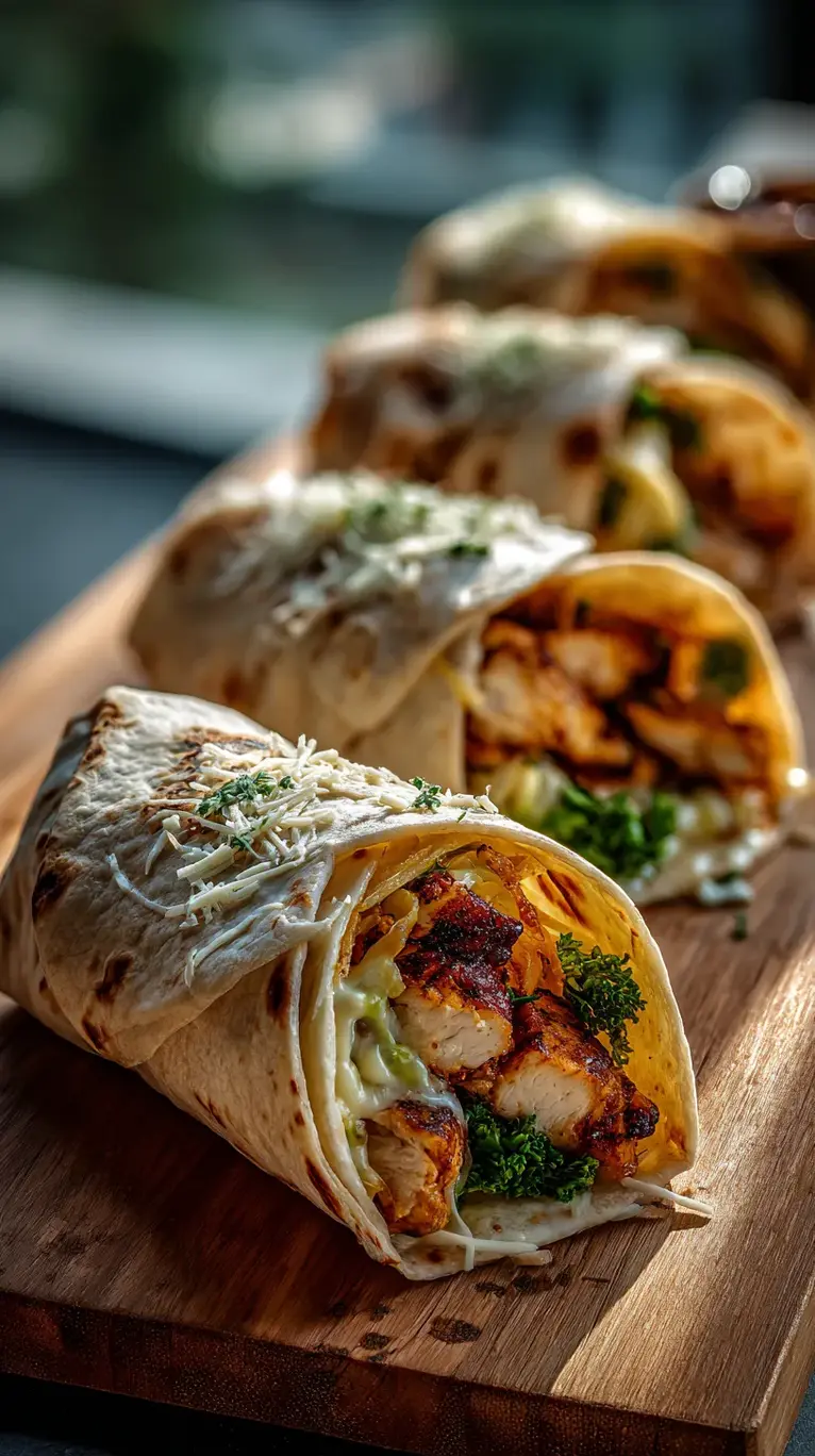 Decadent Gooey Cheesy Garlic Chicken Wraps