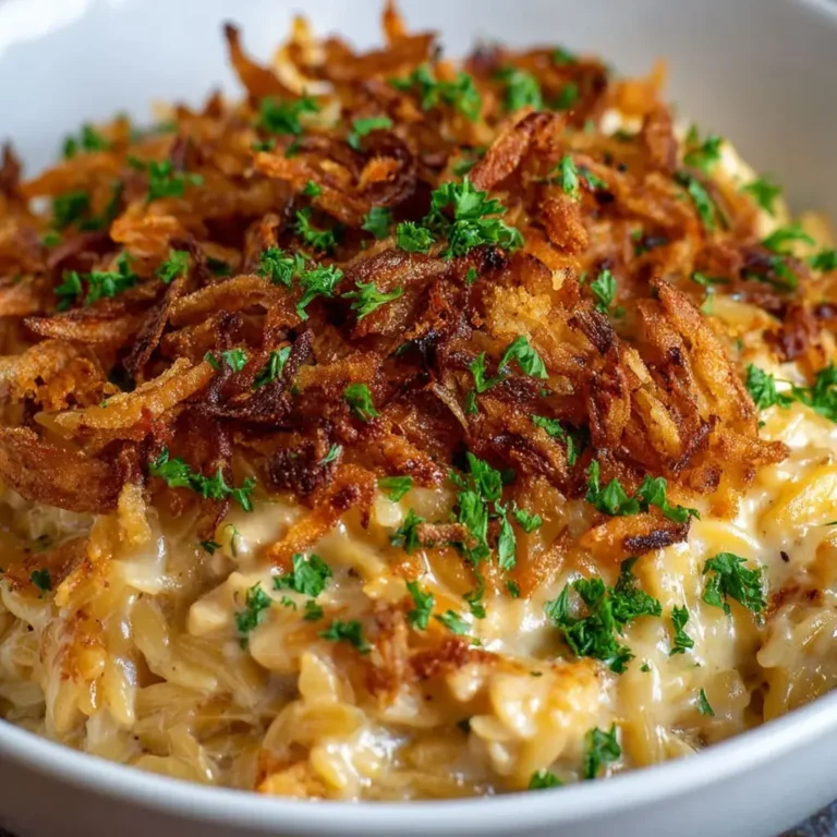 30-Minute French Onion Chicken Orzo Casserole