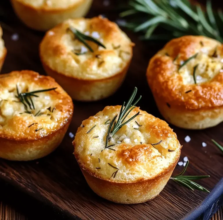 Golden Crispy Garlic Rosemary Focaccia Muffins