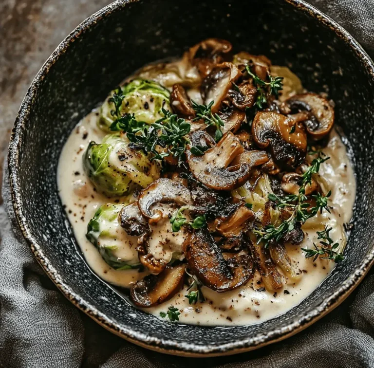Irresistibly Creamy Roasted Brussels Sprouts with Wild Mushrooms
