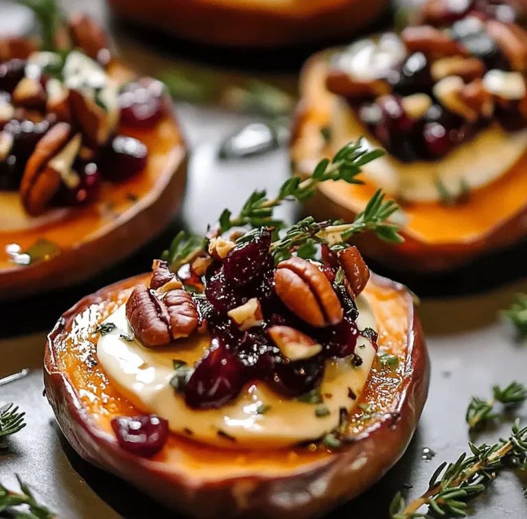 Festive Creamy Sweet Potato Rounds with Brie & Cranberries