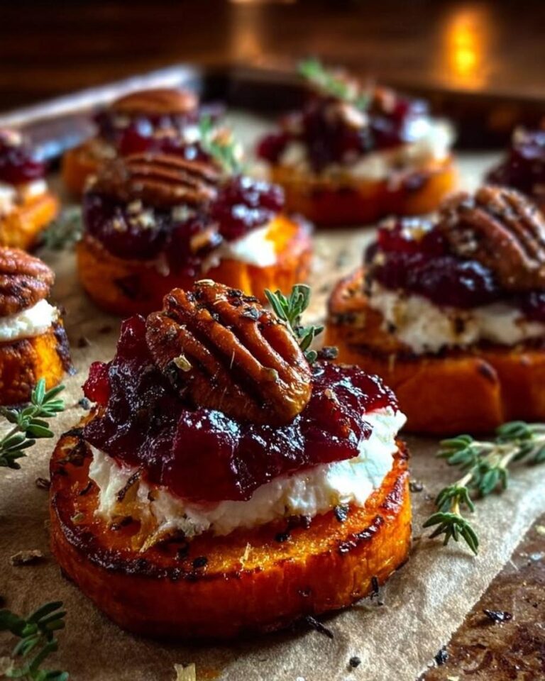 Sweet Potato Rounds with Cranberry Cream Cheese and Pecans