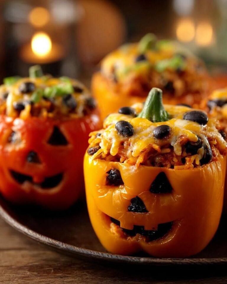 Spooky Halloween Shredded Chicken Stuffed Peppers Recipe