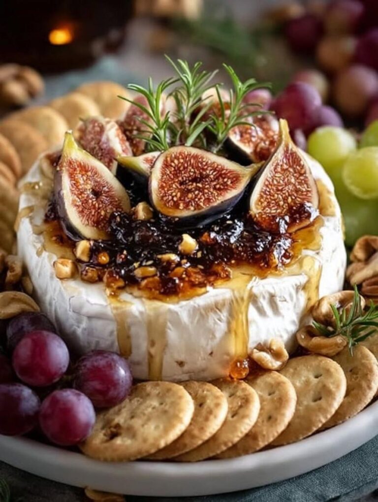 Irresistible Warm Baked Brie with Fig Jam and Rosemary