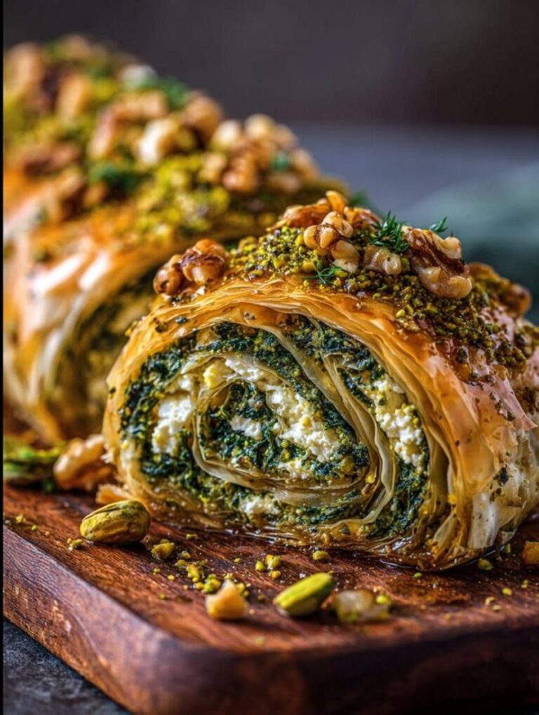 Irresistible Crispy Pistachio-Feta Spanakopita Roulade