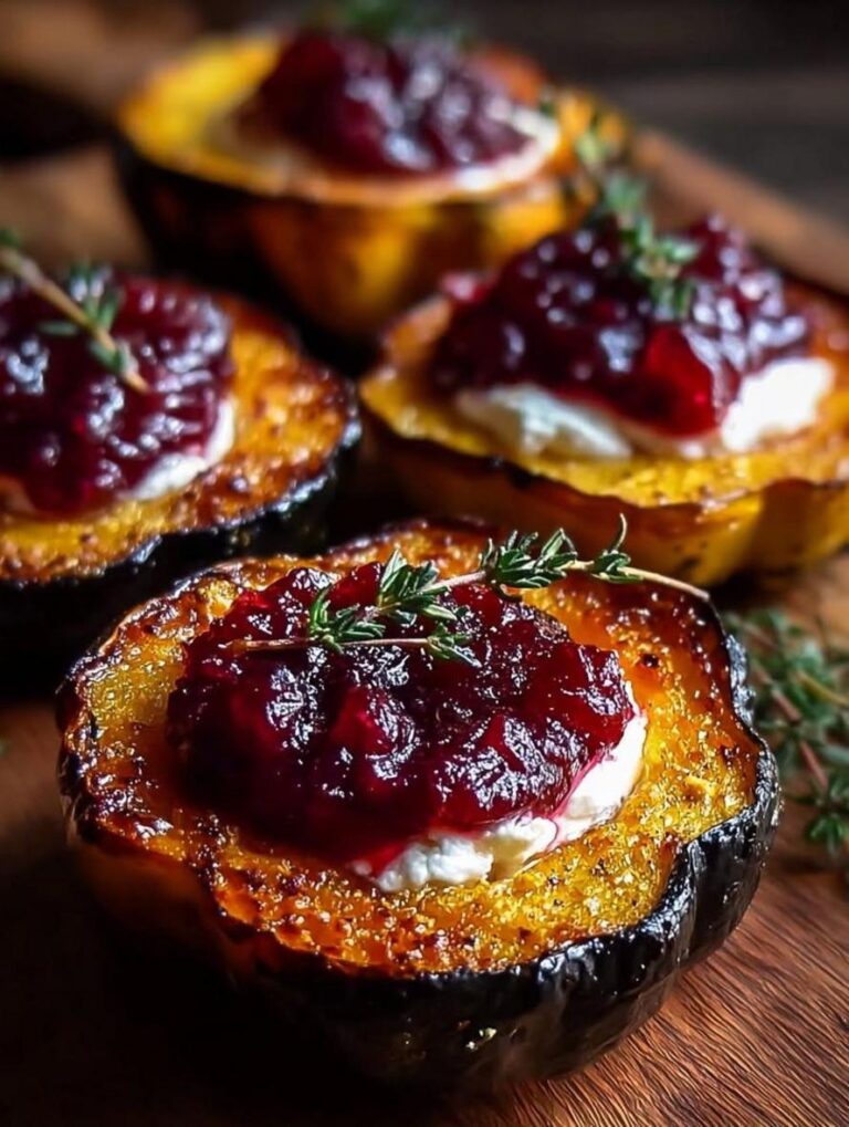 Delicious Honey-Glazed Acorn Squash with Goat Cheese and Cranberry Drizzle