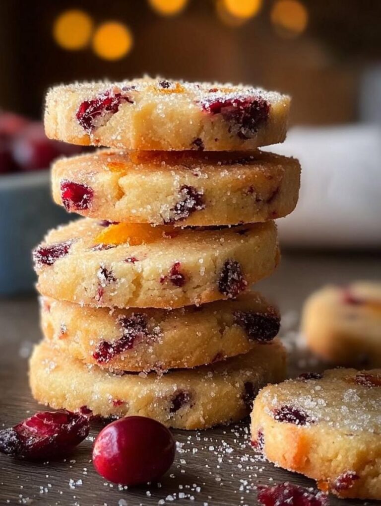Flaky Cranberry Orange Shortbread Cookies