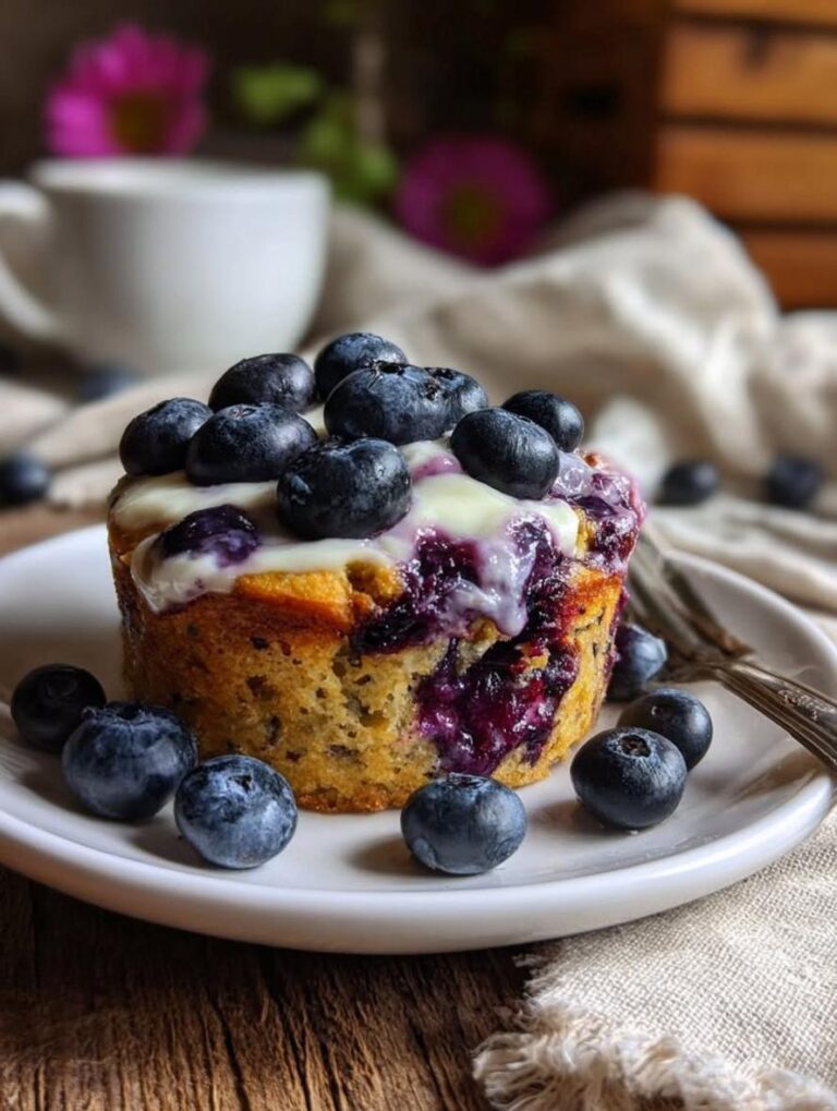 5-Minute Healthy Blueberry Oat Yogurt Cake