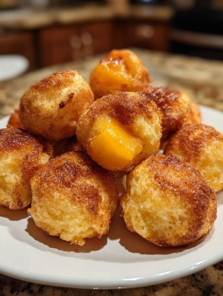Peach Cinnamon Cottage Cheese Pancake Bites