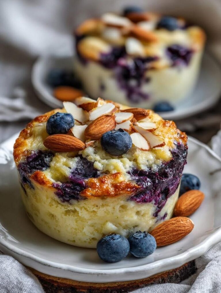 Fluffy Baked Blueberry Almond Cottage Cheese Bowls