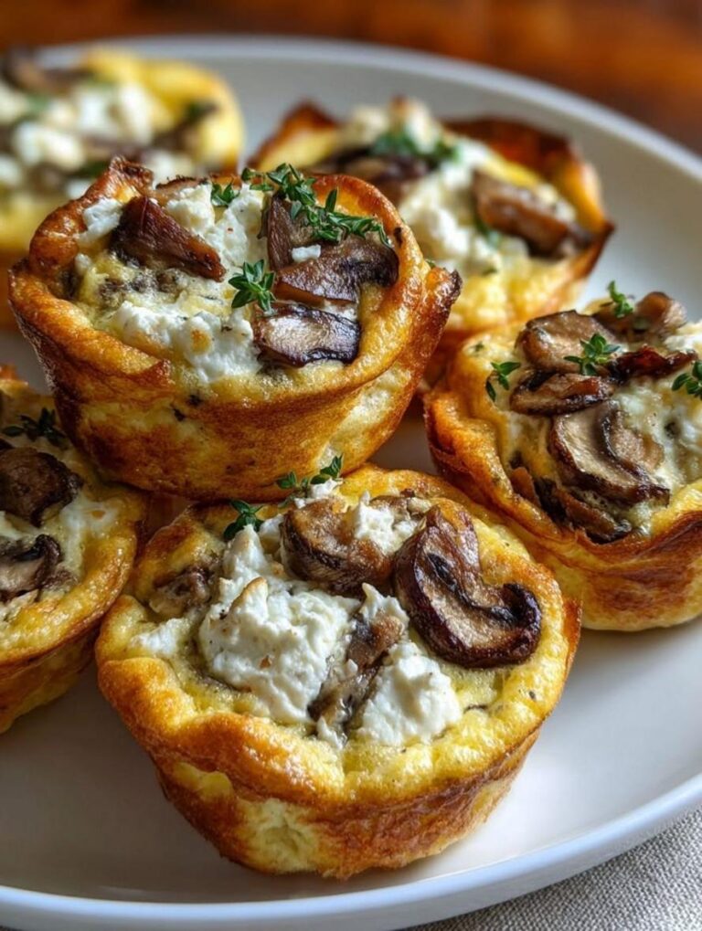 Hearty Low-Carb Mushroom Cottage Cheese Omelet Cups