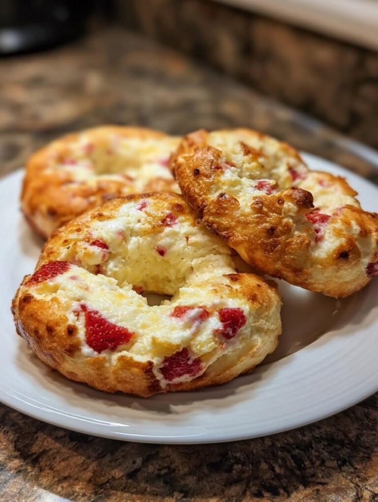 Fluffy Strawberry Cottage Cheese Bagels High Protein Low Carb