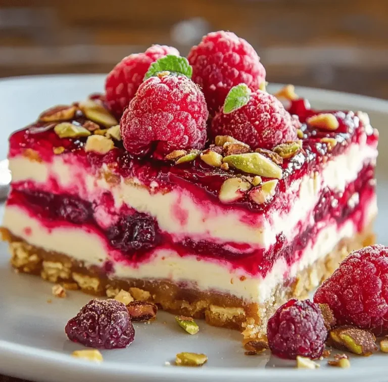 Creamy Decadent Raspberry Pistachio Cheesecake Bars