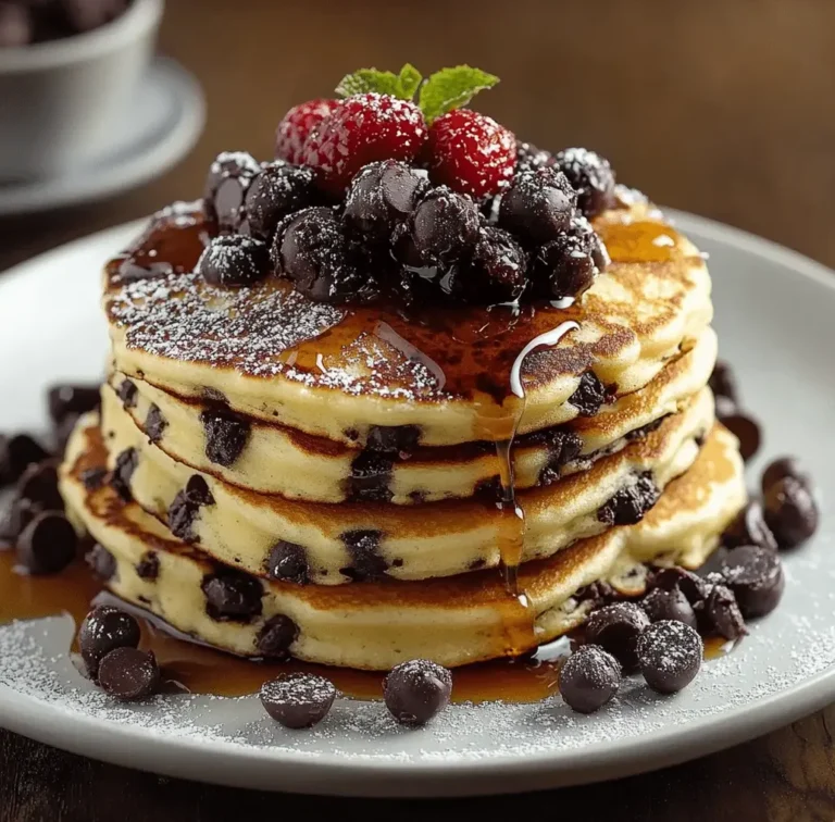 Fluffy Decadent Chocolate Chip Pancakes