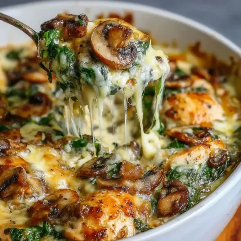 Cheesy Chicken and Spinach Casserole with Mushrooms Recipe