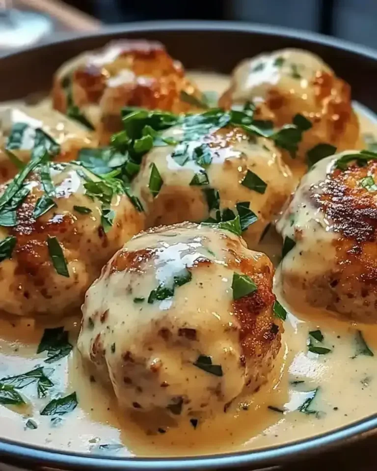 Chicken Ricotta Meatballs with Spinach Alfredo Sauce – Easy Dinner Recipe
