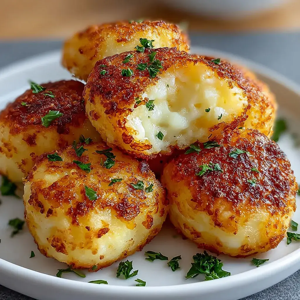 Delicious crispy mashed potato cheese bites fresh out of the fryer