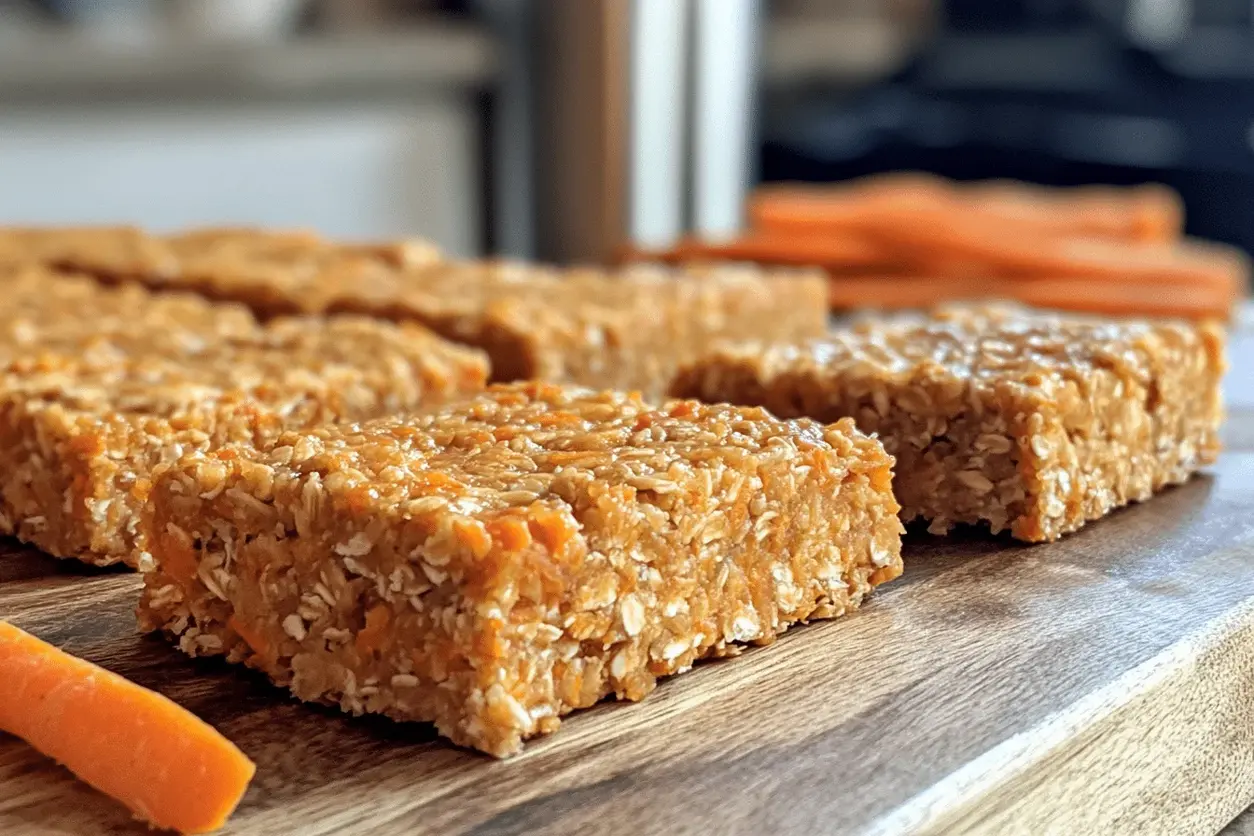 A delightful spread of carrot and apple oat bars for dogs, fresh out of the oven.