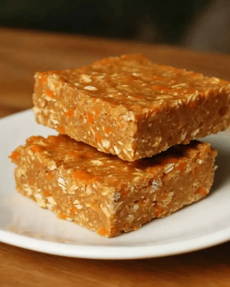 A dog happily munching on a Peanut Butter & Carrot Bar in a cozy kitchen setting.