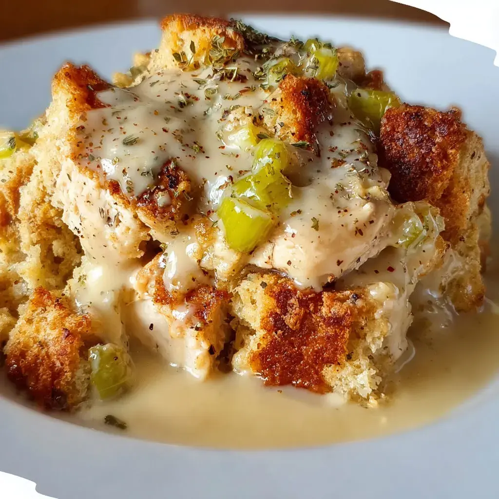 Step-by-step process of making Crock Pot Chicken and Dressing