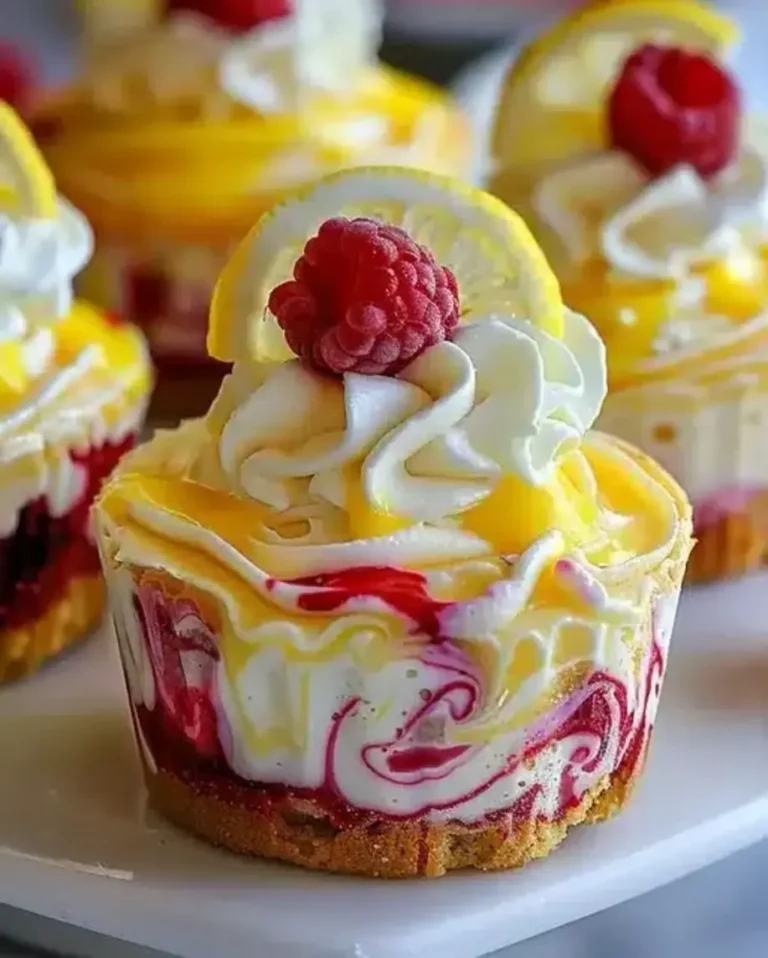 Luscious Lemon Raspberry Swirl Cheesecake Cups