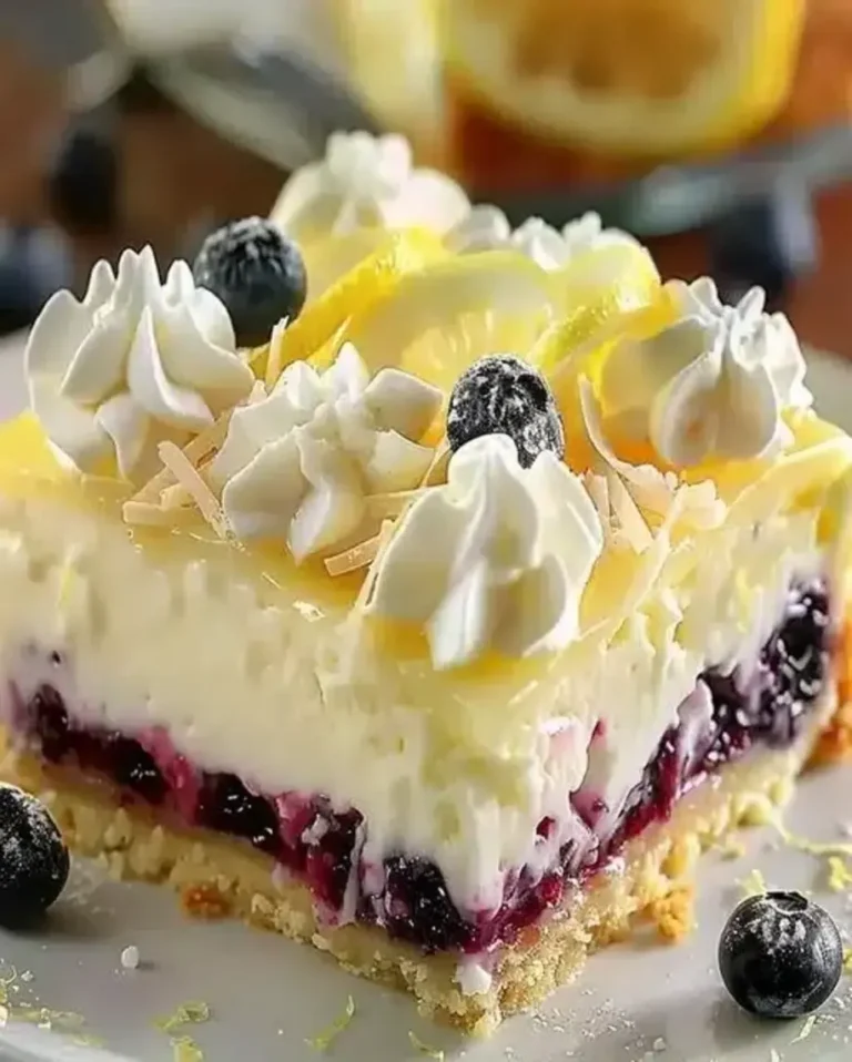 Easy Lemon Blueberry Cheesecake Bars Recipe! 🫐