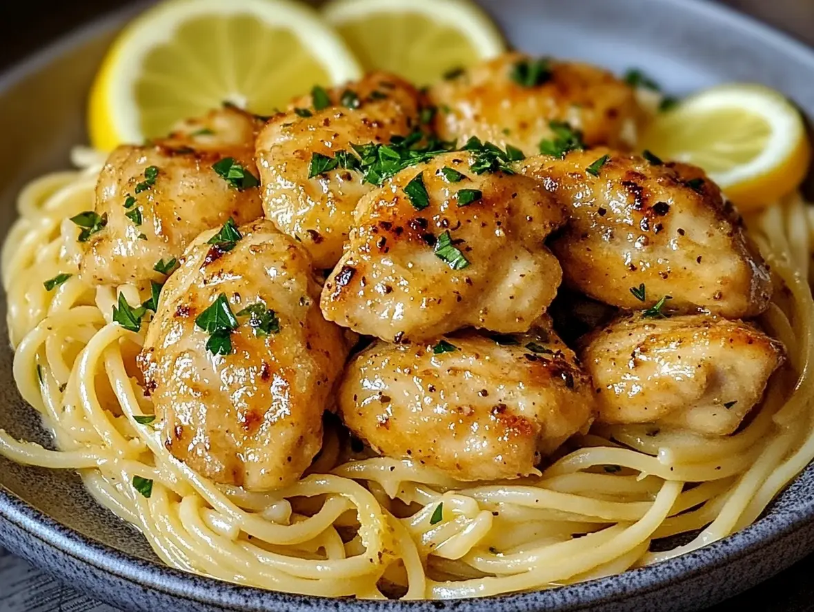 Garlic Butter Chicken with Lemon Parmesan Pasta