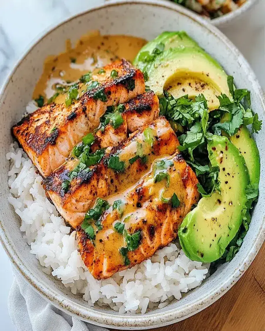 Spicy Salmon Bowls with Coconut Rice