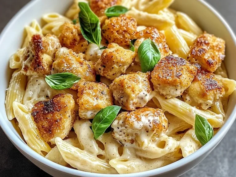 Creamy Parmesan Pasta with Garlic Butter Chicken Bites