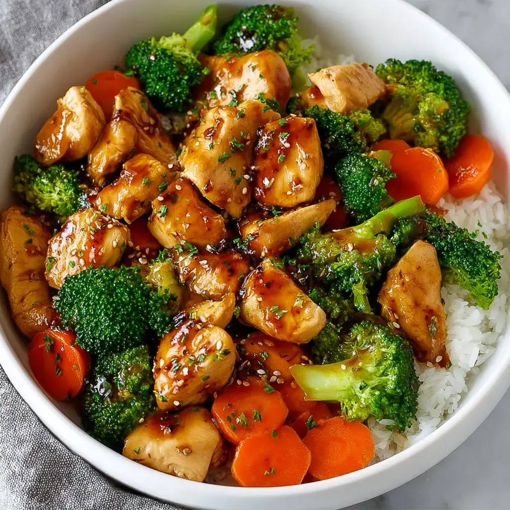 Honey Garlic Chicken Stir Fry - Close-up of the finished dish with tender chicken and veggies