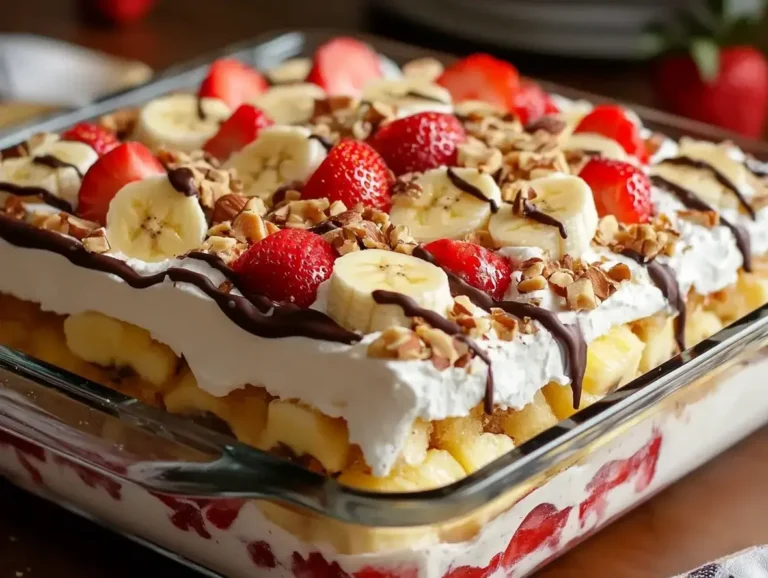 Delicious No-Bake Banana Split Cake Recipe