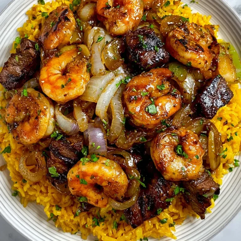 Jerk Steak Shrimp Pilaf Rice