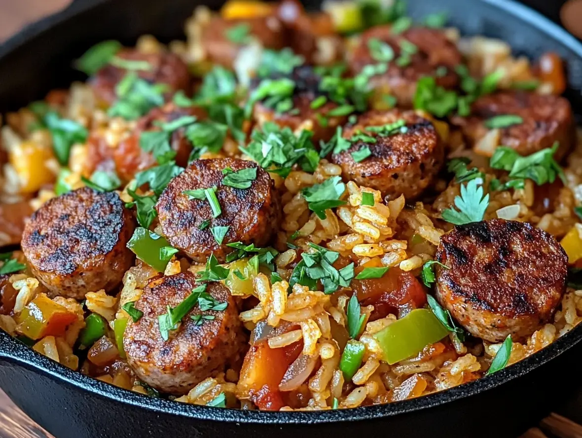 Sausage and Rice Skillet Ready to Serve