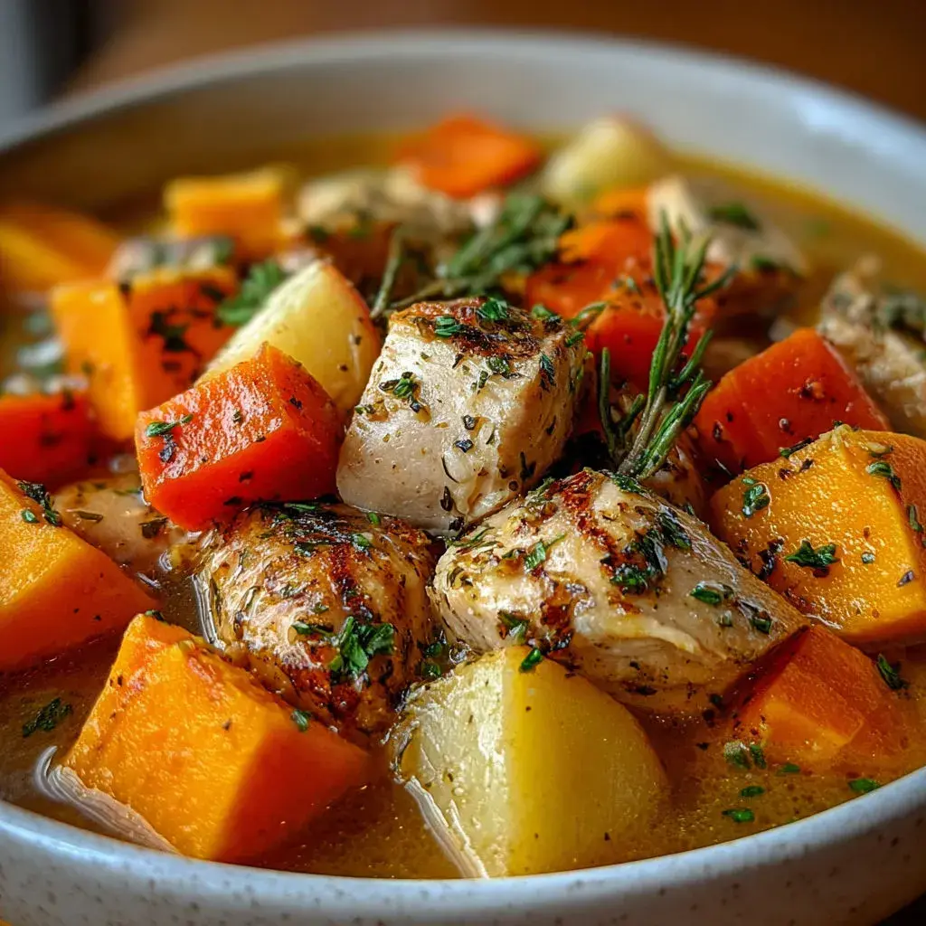 Vibrant fall vegetables and chicken prepped for crockpot fall harvest stew