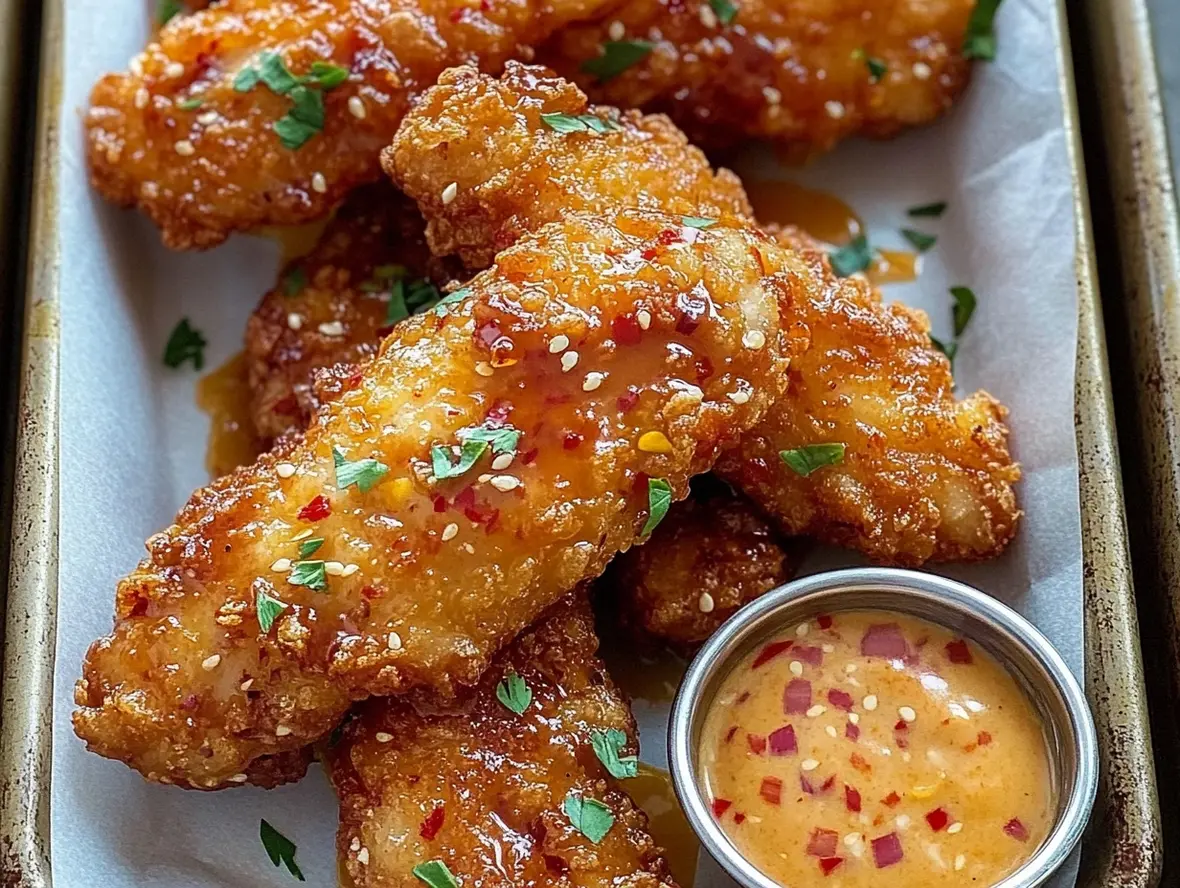 Crispy Bang Bang Chicken pieces coated in sauce