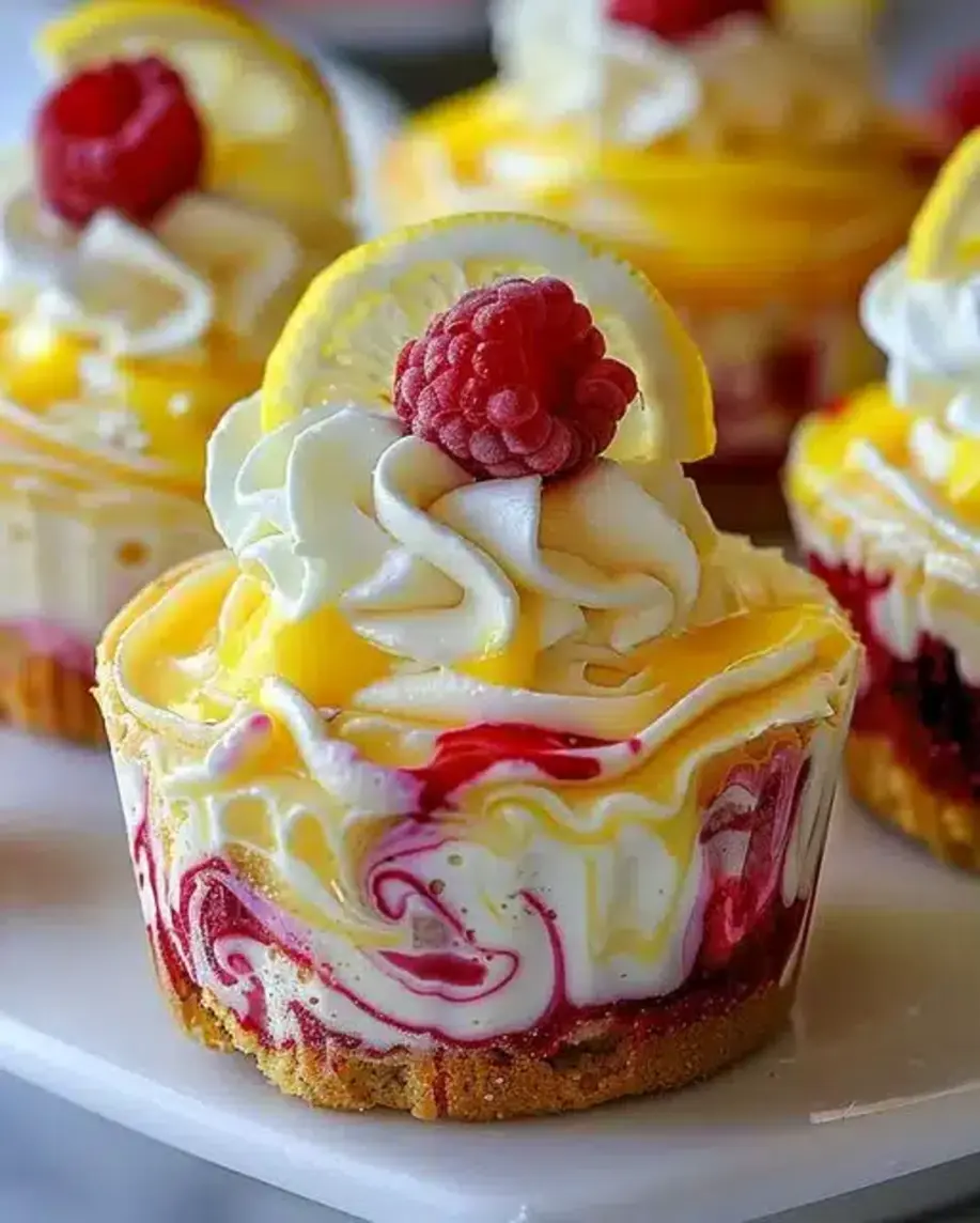 Luscious Lemon Raspberry Swirl Cheesecake Cups