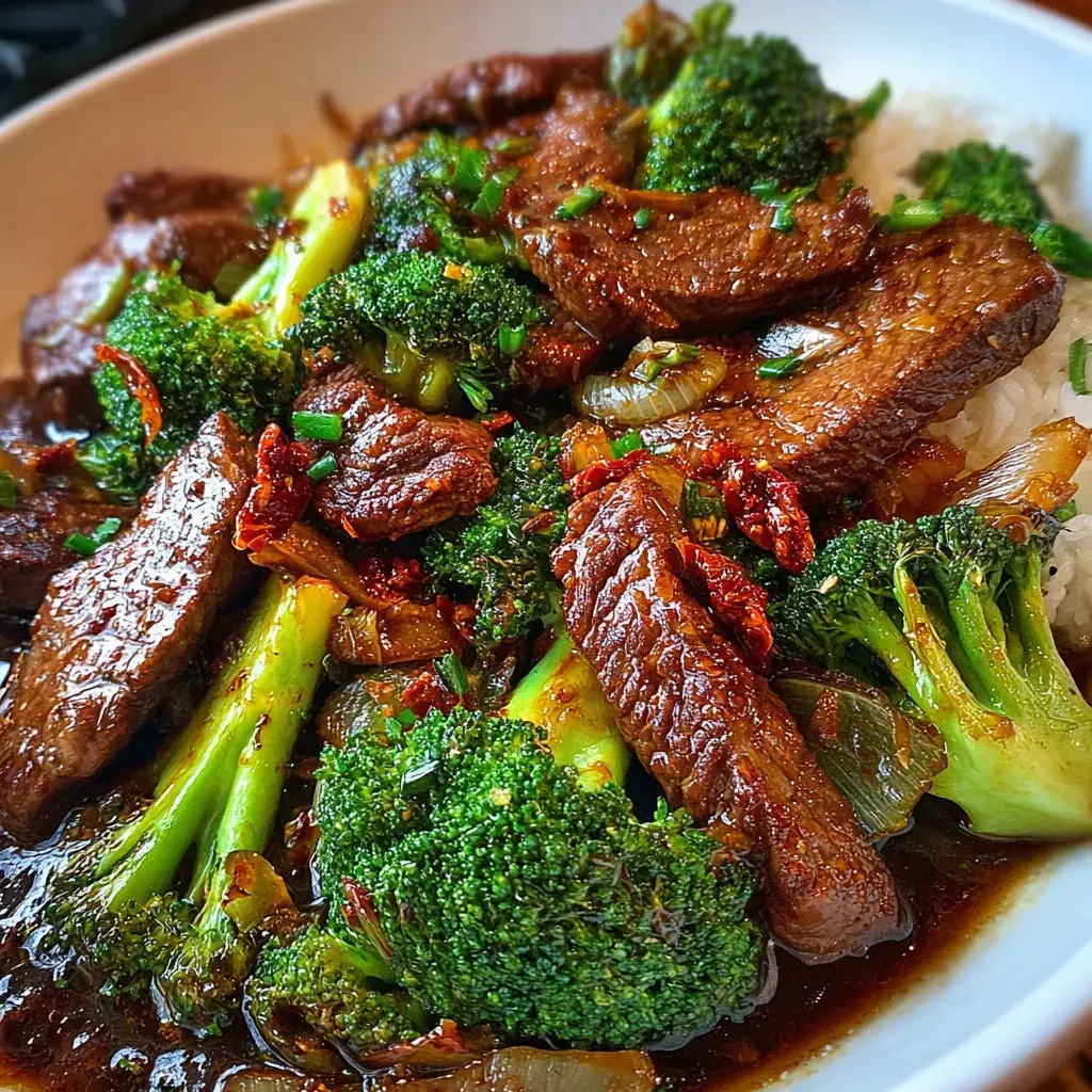 Seared steak and broccoli ready for chili hoisin sauce