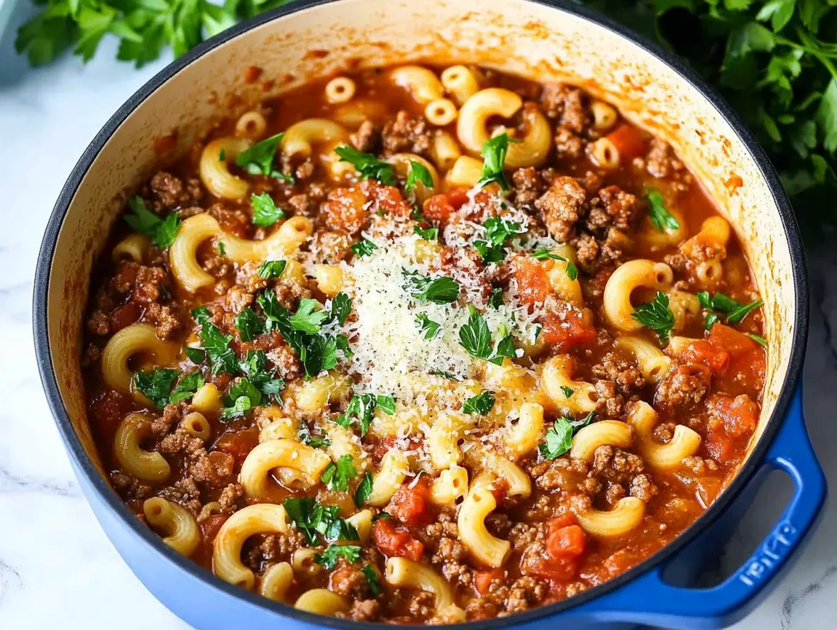 A pot of hearty lentil stew with vegetables