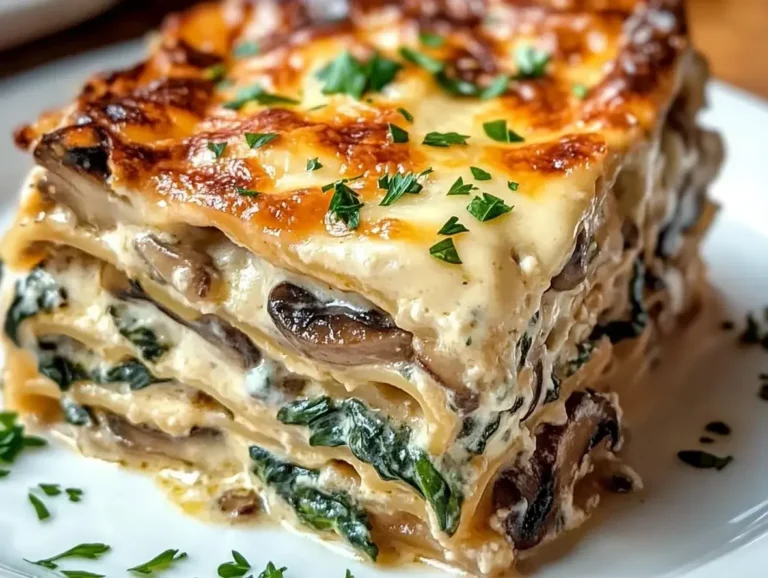 Easy Creamy Spinach and Mushroom Lasagna Recipe